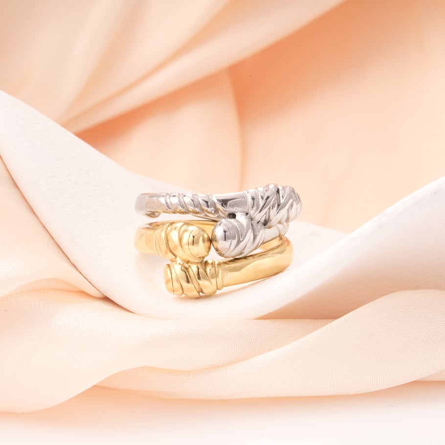 1 Piece Simple Series Casual Patchwork Stainless Steel Gold Color Minimalist Rings Picture5