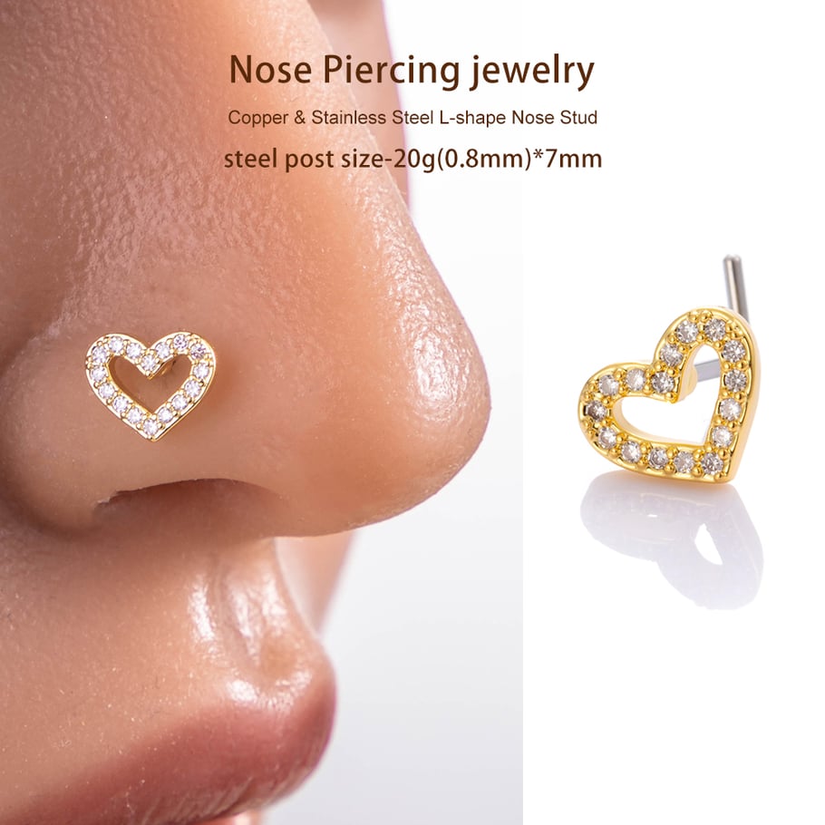 1 pièce de piercing de nez en zircon couleur cuivre doré Image4