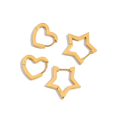 1 Paar Creolen aus Edelstahl der Simple Series mit klassischem Stern in Goldfarbe für Damen h5 Bild5