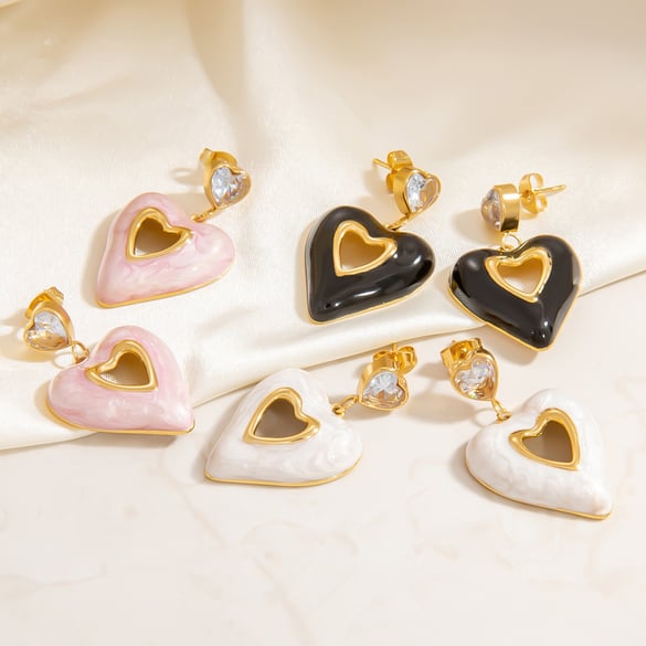 Romantic Simple Flower Stainless Steel Gold Color Women's Stud Earrings 2