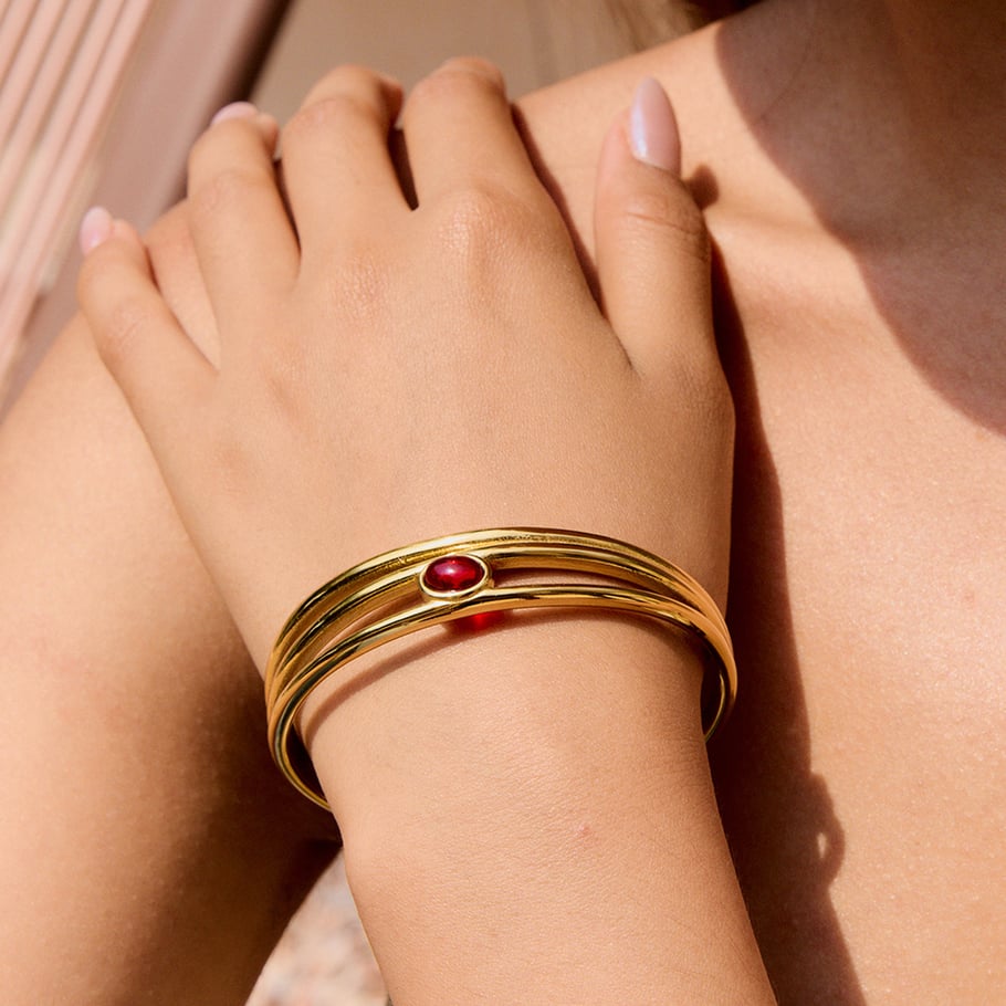 Bracelet classique en acier inoxydable couleur or pour femme, 1 pièce Image4