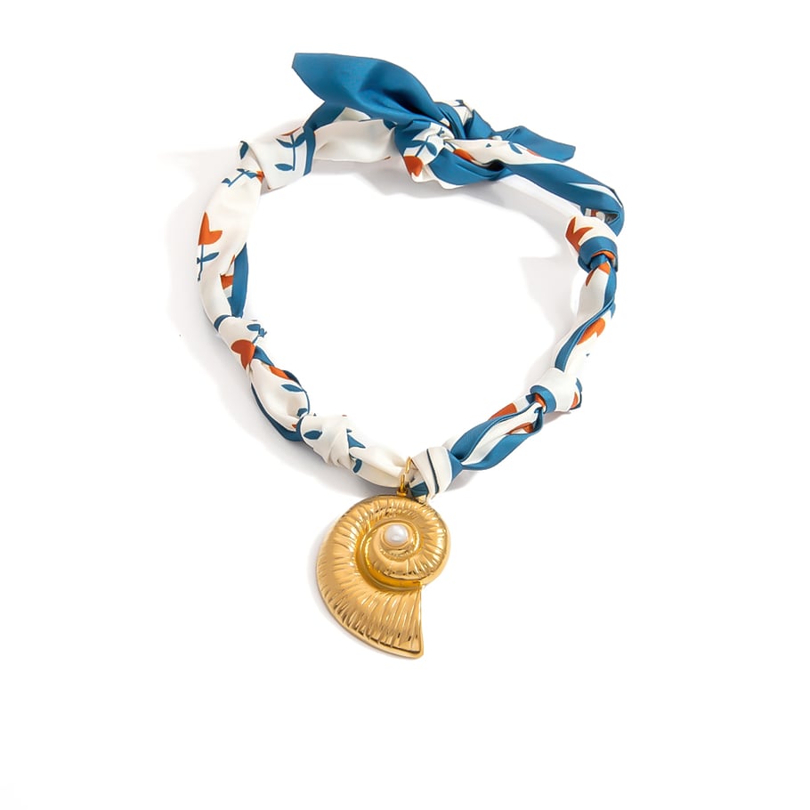 1 Piece Fabric Shell Pendant Necklace 