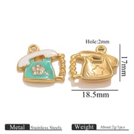 Gouden oliedruppelhanger - blauw + witte telefoon Afbeelding6