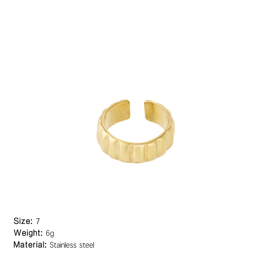 Bague minimaliste élégante en acier inoxydable couleur or, série Simple, 1 pièce Image2