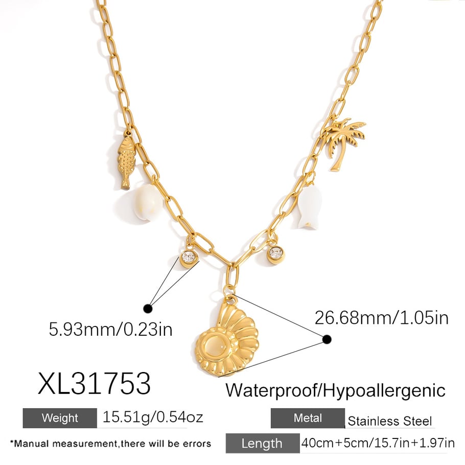 Collares colgantes de acero inoxidable con diseño de tortuga de vacaciones de lujo para mujer Imagen2