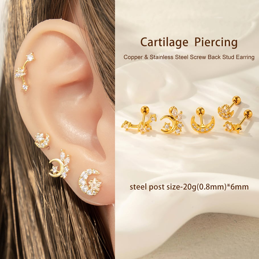1 Stück Kupfer Zirkon Piercings Ohrring Bild4