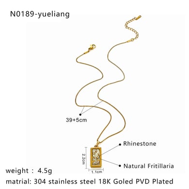 Collana con ciondolo in strass color oro in acciaio inossidabile da 1 pezzo h5 Immagine2