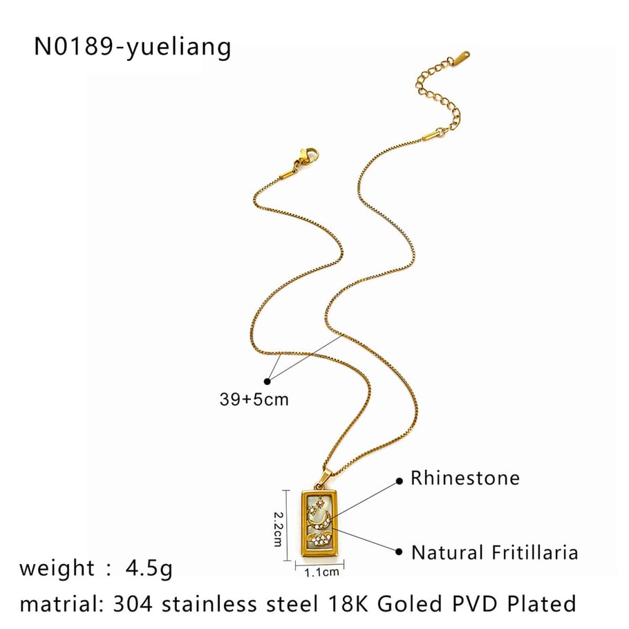 Collana con ciondolo in strass color oro in acciaio inossidabile da 1 pezzo Immagine2