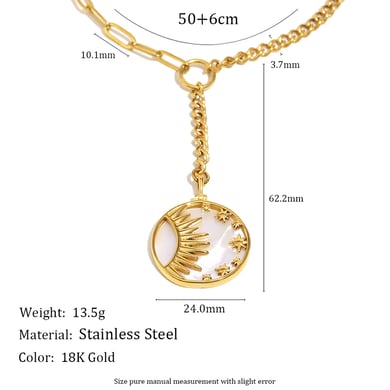 1 paire de colliers à pendentif classiques en acier inoxydable pour femme, série Simple, motif soleil/lune h5 Image4