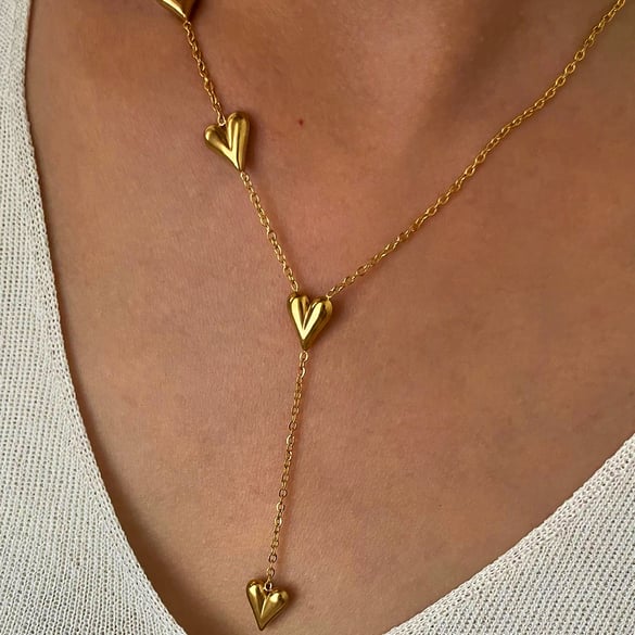 1 Piece Heart Stainless Steel Gold Color Pendant Necklace 2