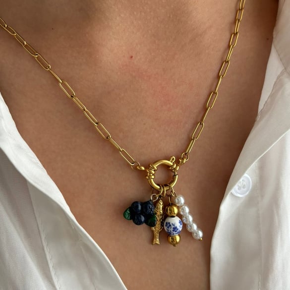 1 Piece Grape Stainless Steel Gold Color Pendant Necklace