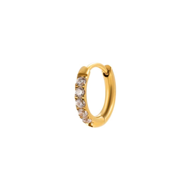 1 Piece Stainless Steel Gold Color Zircon Piercings Earrings 