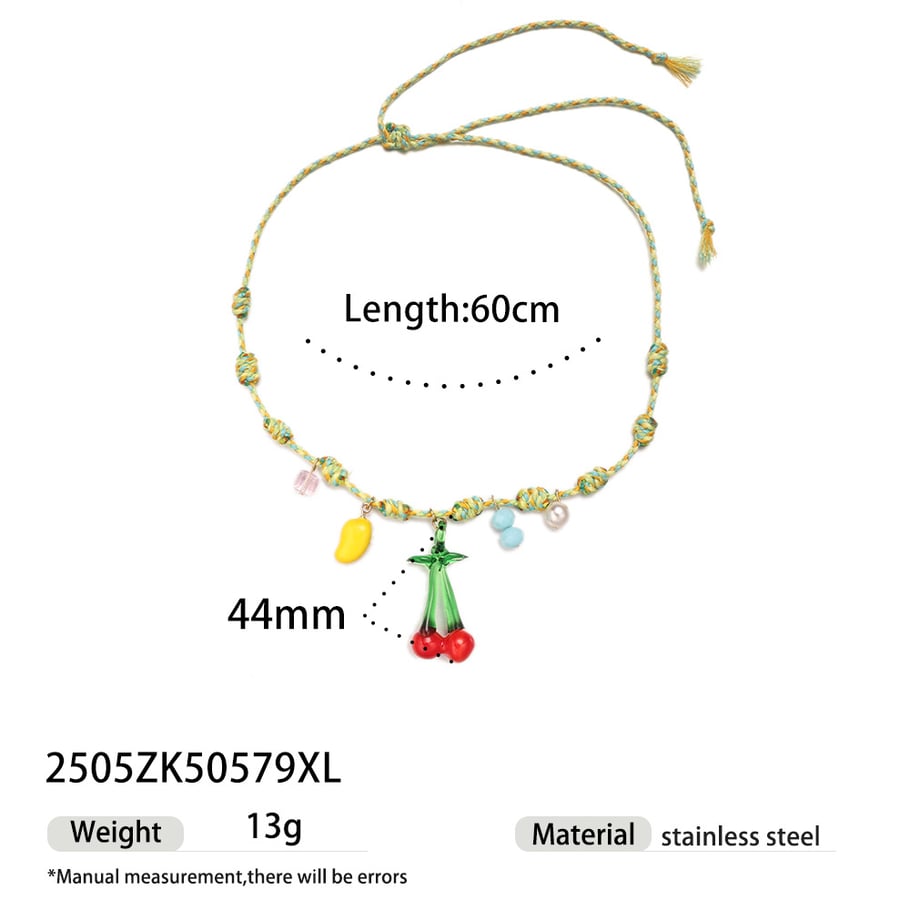 Collier avec pendentif en forme de cerise, 1 pièce 