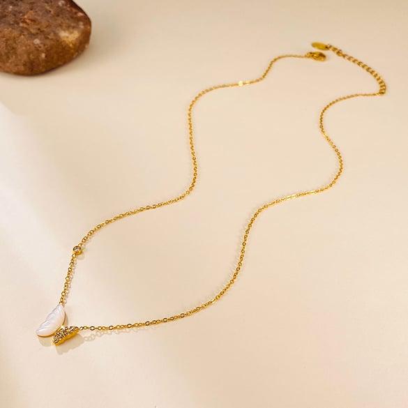 1 Piece Designable Butterfly Stainless Steel Gold Color Women's Pendant Necklaces