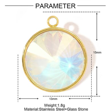 1 pieza DIY de vidrio geométrico de acero inoxidable color dorado para mujer h5 Imagen2