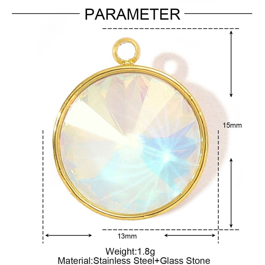 1 pieza DIY de vidrio geométrico de acero inoxidable color dorado para mujer Imagen2