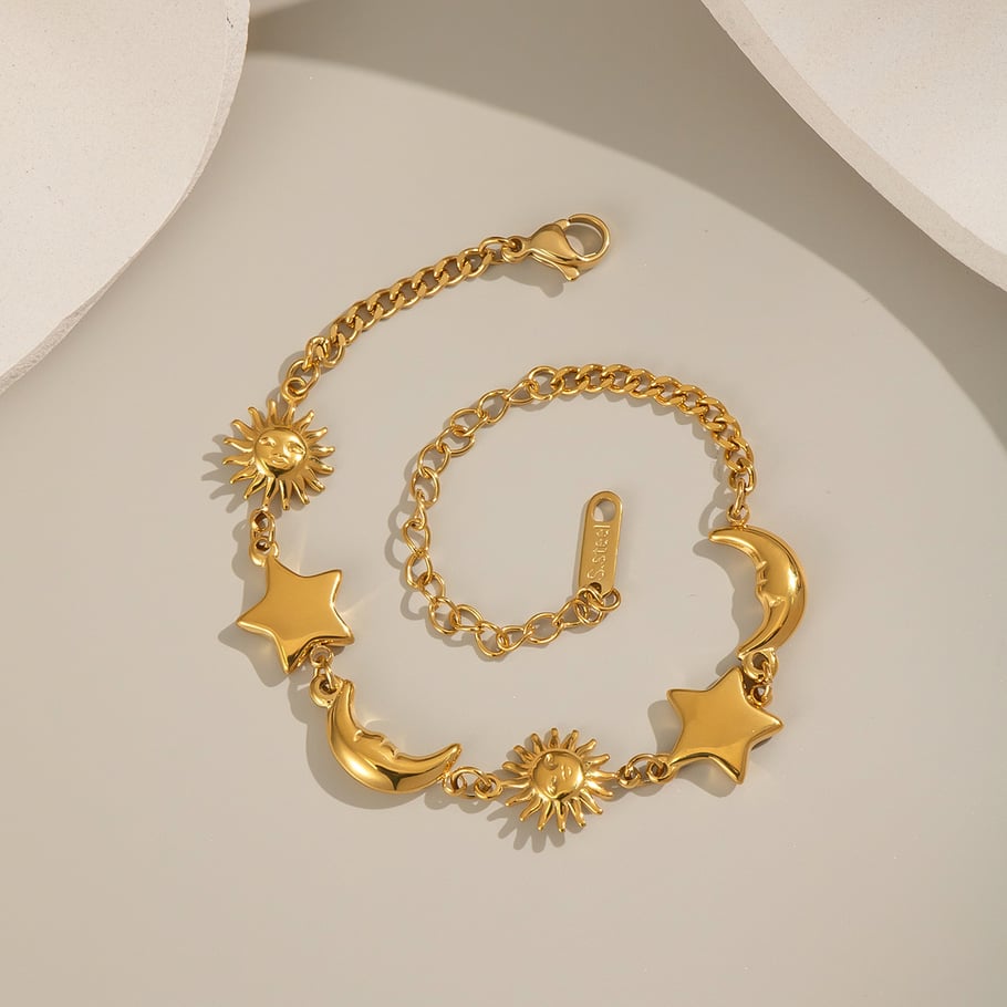 1 Piece Moon Stainless Steel Gold Color Charm Bracelet Picture4
