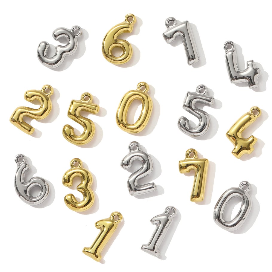 1 Piece Simple Series DIY Number Stainless Steel Gold Color Women's Pendants Picture2