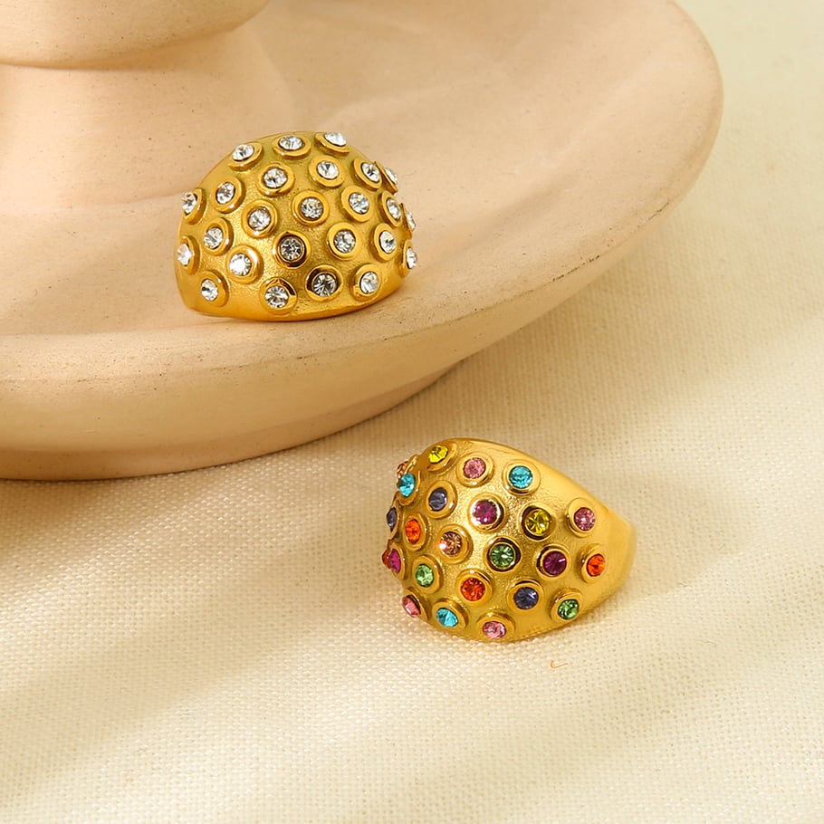 Luxurious Retro Geometric Stainless Steel  Gold Color  Statement Rings Picture3