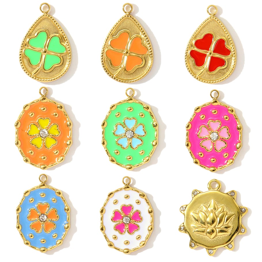 1 Piece Colorful Series DIY Droplet Stainless Steel Gold Color Women's Pendants Picture5
