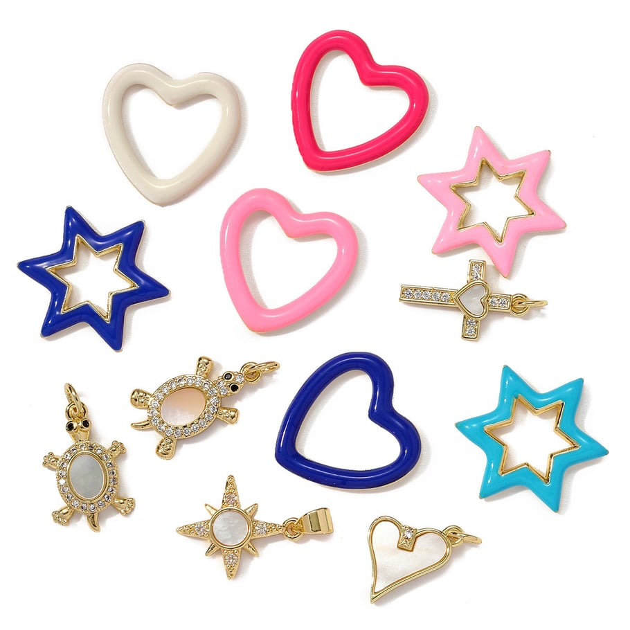 1 pieza DIY Corazón de acero inoxidable color dorado Colgantes para mujer Imagen3