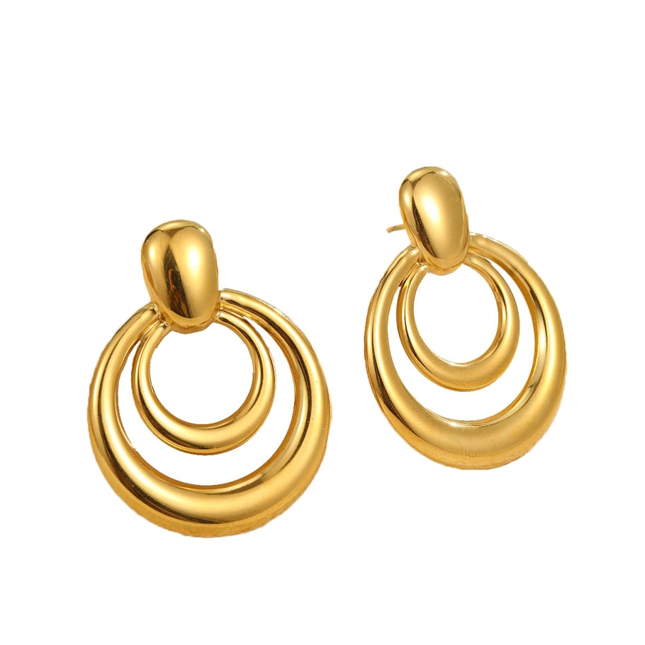 Simple Mixed Color Stainless Steel Gold Color Women's Hoop Earrings h5Picture5