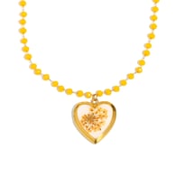 Dried flower box glass bead necklace-gold-2 
