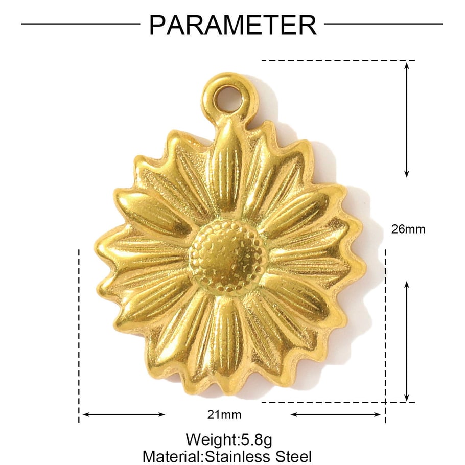 1 Stück Simple Series DIY Blume Edelstahl Gold Farbe Damen Anhänger Bild2