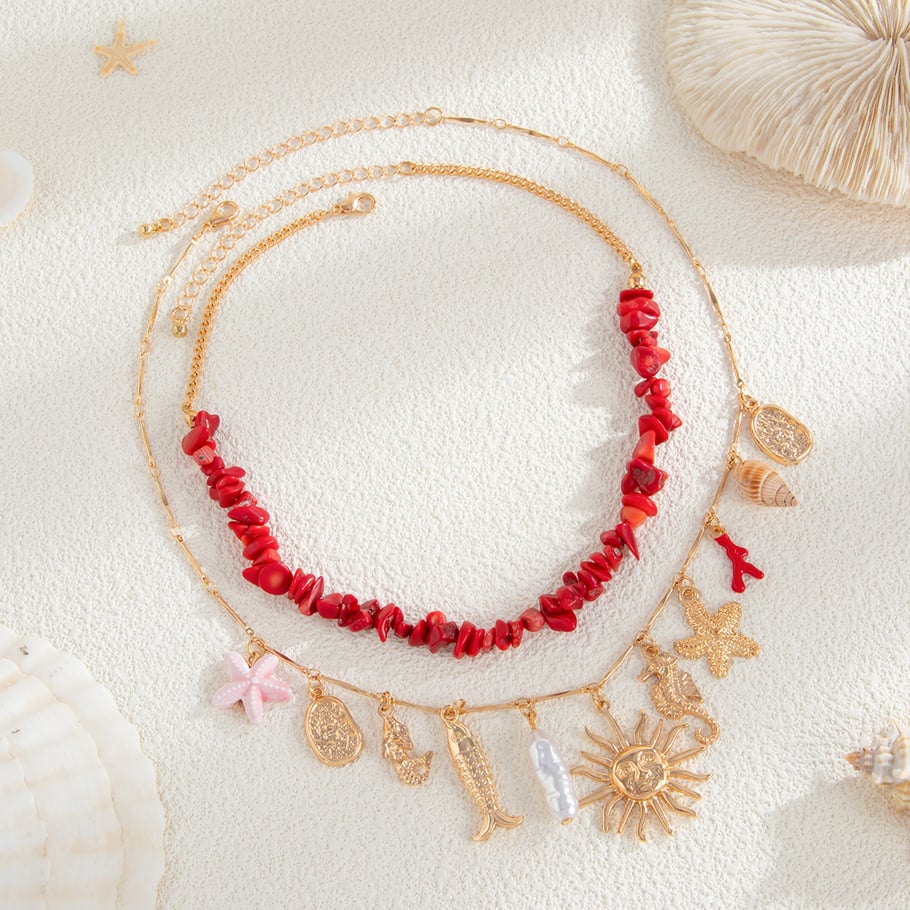 1 Set Romantik Katmanlı Kolyeler Resim3