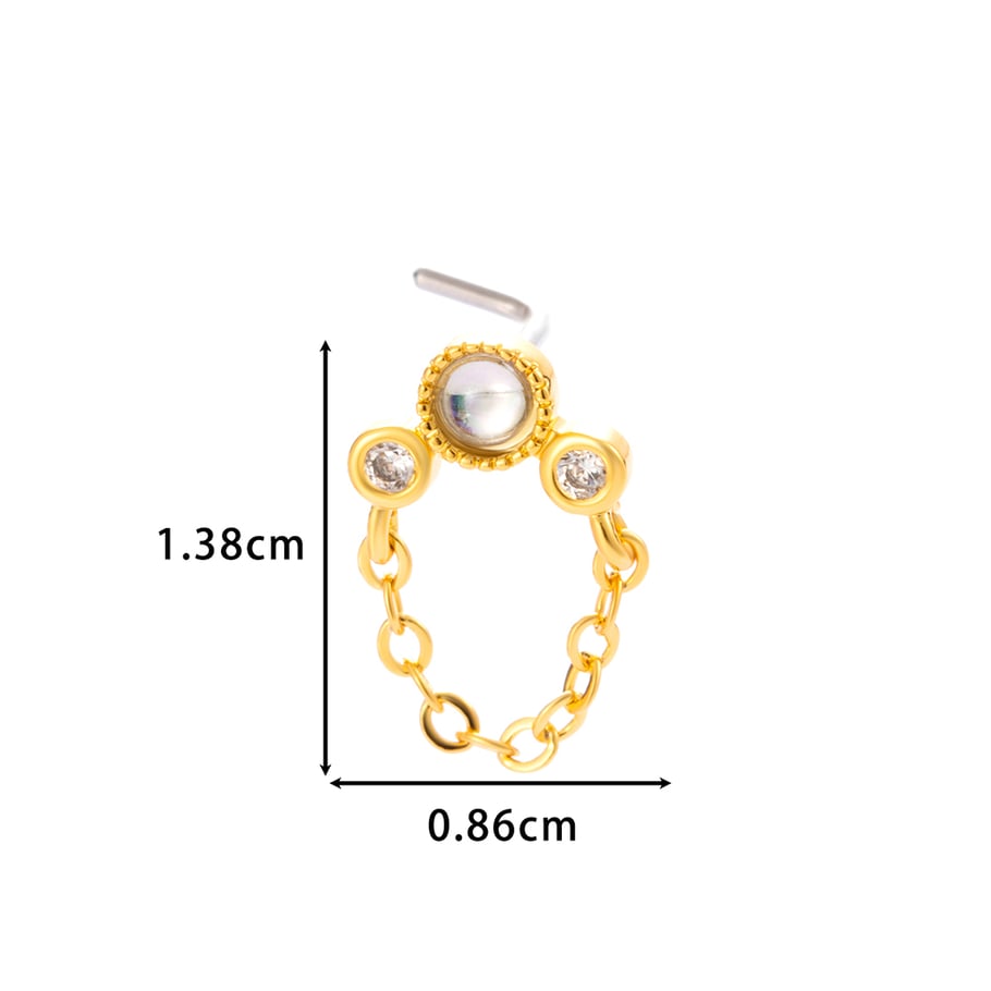 1 stuk koperen gouden zirkonia neuspiercing Afbeelding2