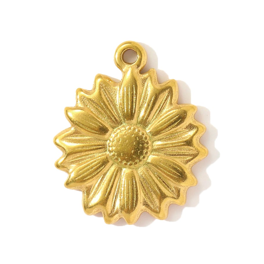1 Stück Simple Series DIY Blume Edelstahl Gold Farbe Damen Anhänger 