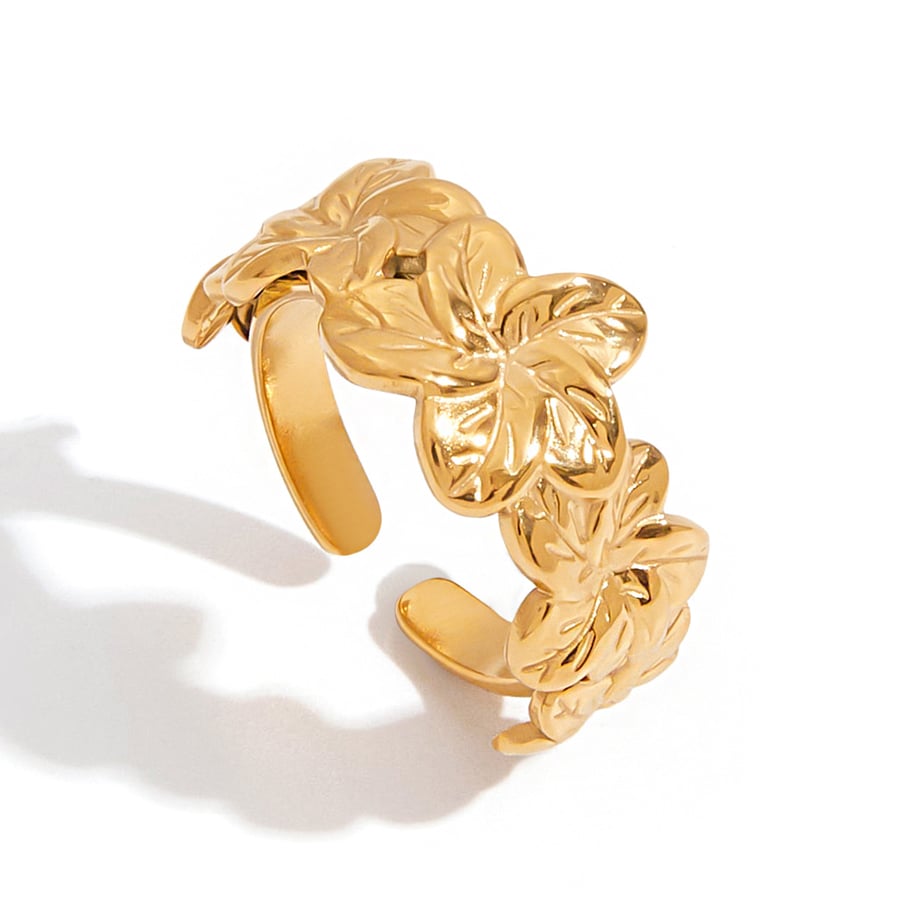 1 stuk romantische serie natuurlijke bloemen roestvrij staal goudkleurige statement ringen 