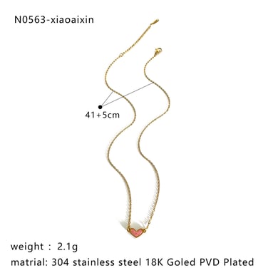 Collana con ciondolo a forma di cuore in acciaio inossidabile color oro, 1 pezzo h5 Immagine2