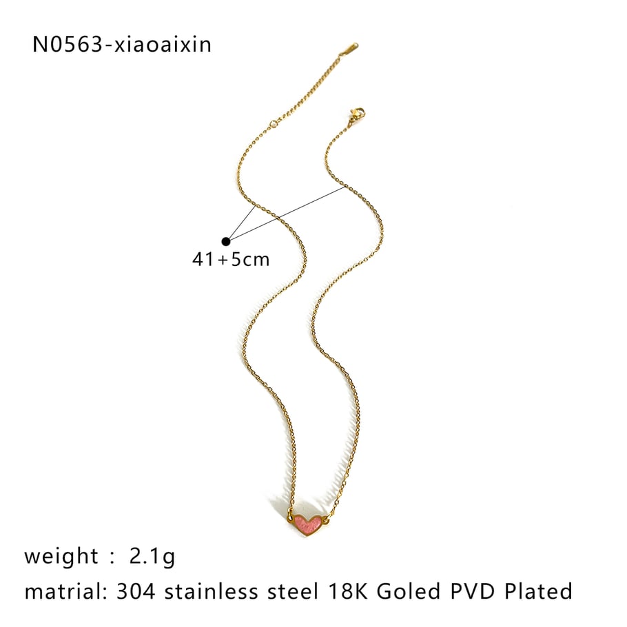 Collana con ciondolo a forma di cuore in acciaio inossidabile color oro, 1 pezzo Immagine2