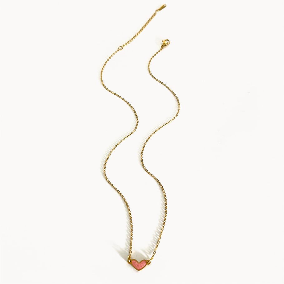 Collana con ciondolo a forma di cuore in acciaio inossidabile color oro, 1 pezzo 