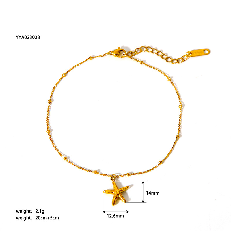 1 Piece Stainless Steel Gold Color Anklets 