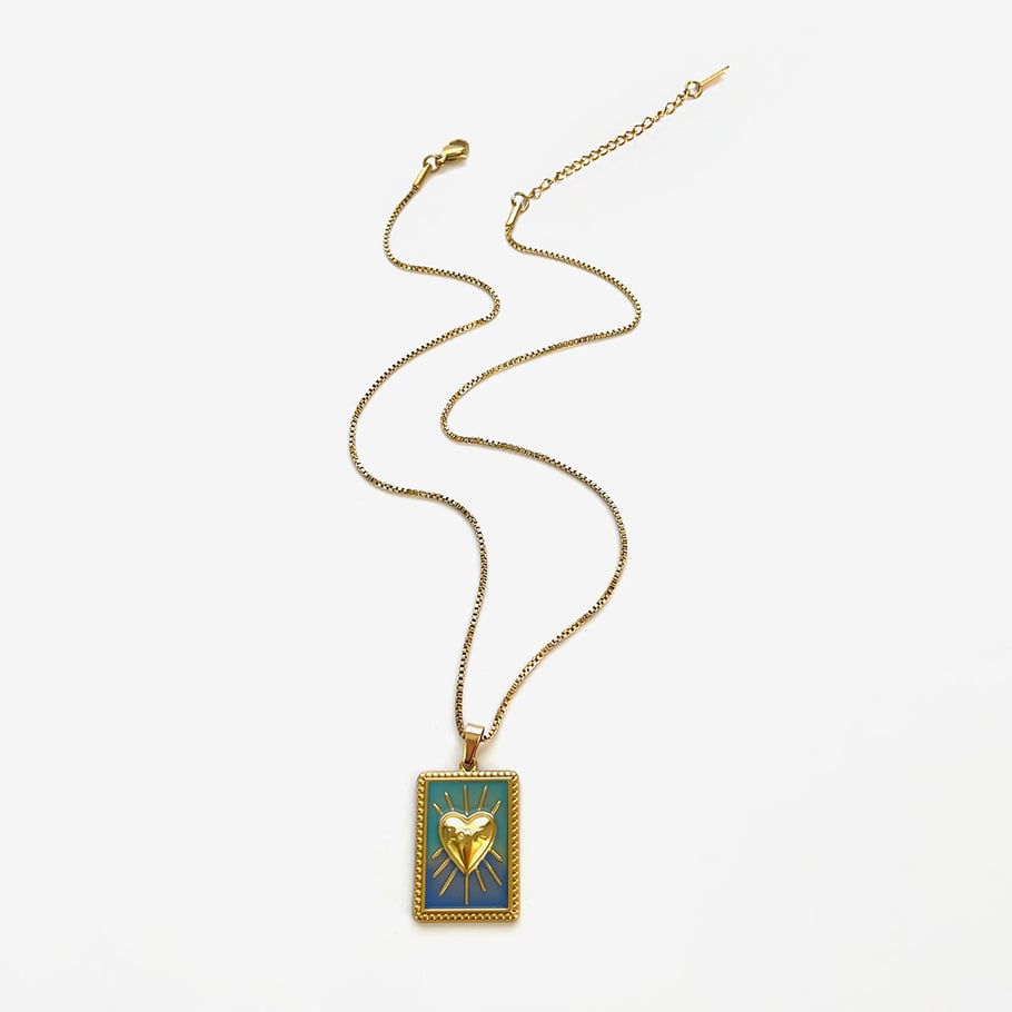 Collana con ciondolo a forma di cuore dei tarocchi in acciaio inossidabile, 1 pezzo 