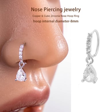 1 Piece Copper Gold Color Zircon  Nose Stud h5 Picture5