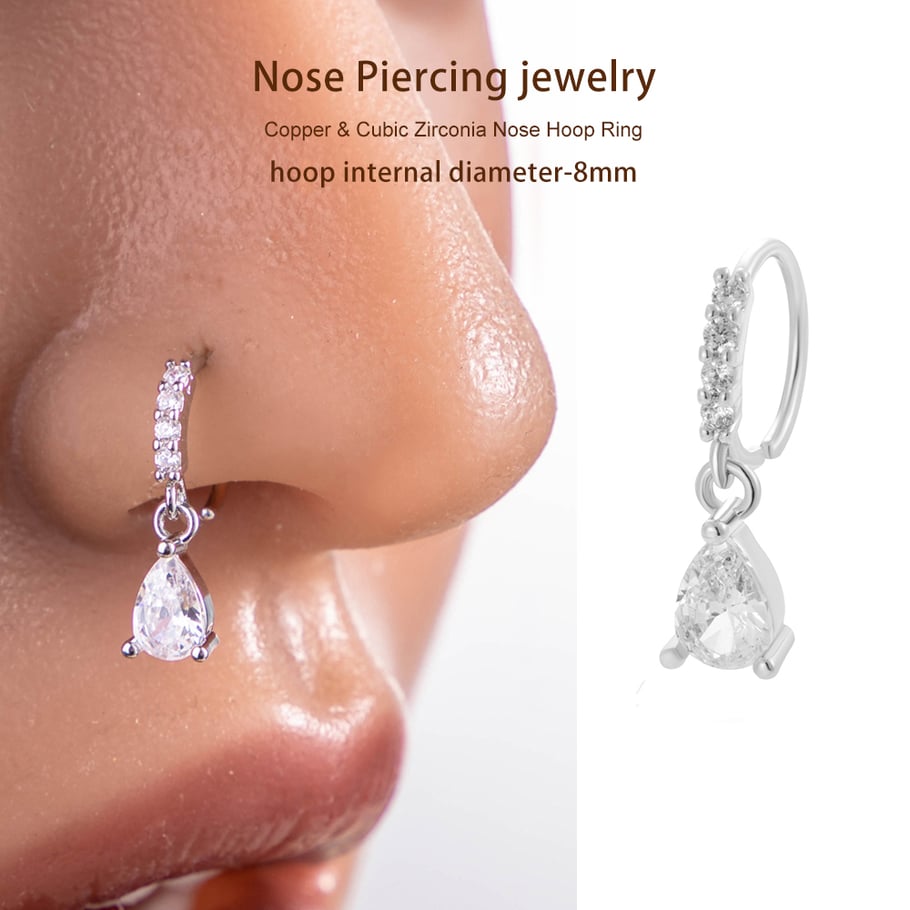 1 Piece Copper Gold Color Zircon  Nose Stud Picture5