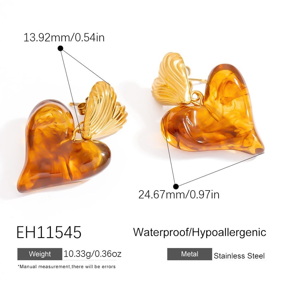 Orecchini pendenti geometrici da donna in acciaio inossidabile color oro e acrilico Immagine2