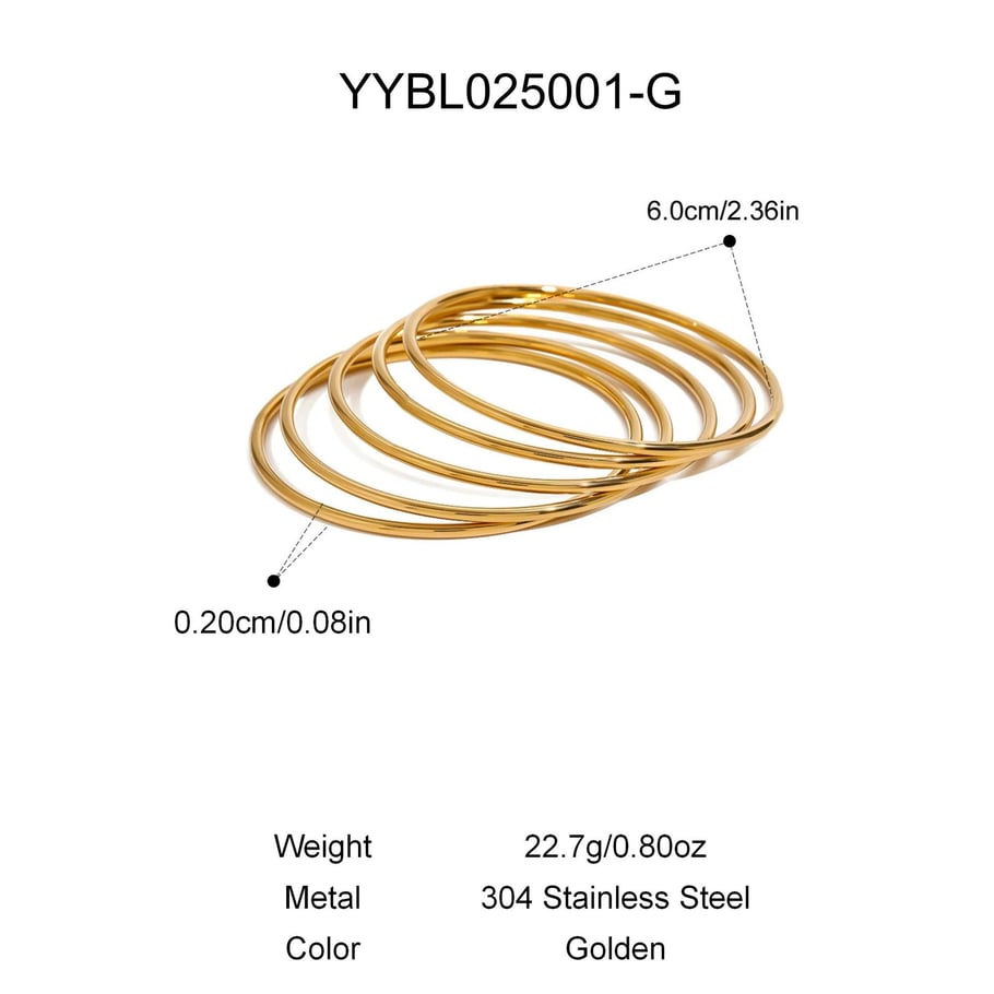Casual Stainless Steel Gold Color Bangles