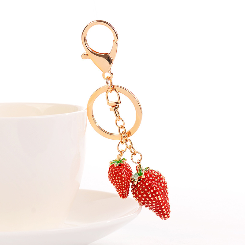 1 Piece Strawberry Alloy Keychain Picture3