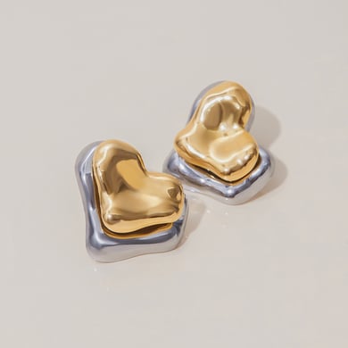 1 Paar einfache Serie Sweet Heart Edelstahl Gold Farbe Damen Ohrstecker h5 Bild4