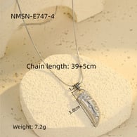 NMSN-E747-4 Çelik Beyaz Zirkonyum Kolye Resim4