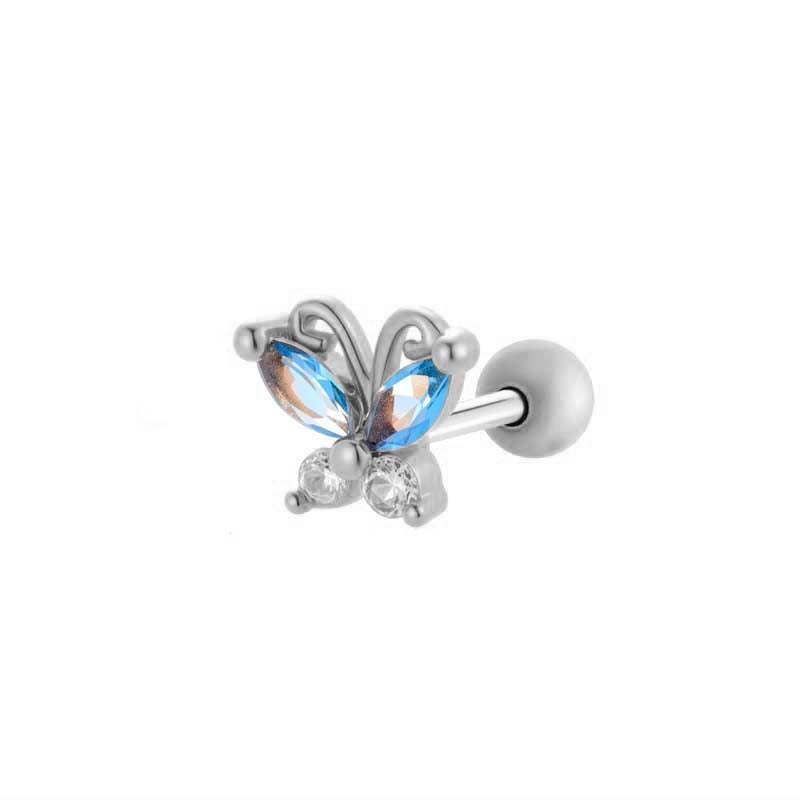 1 Piece Delicate Butterfly Copper Gold Color Zircon Women's Piercings Earrings