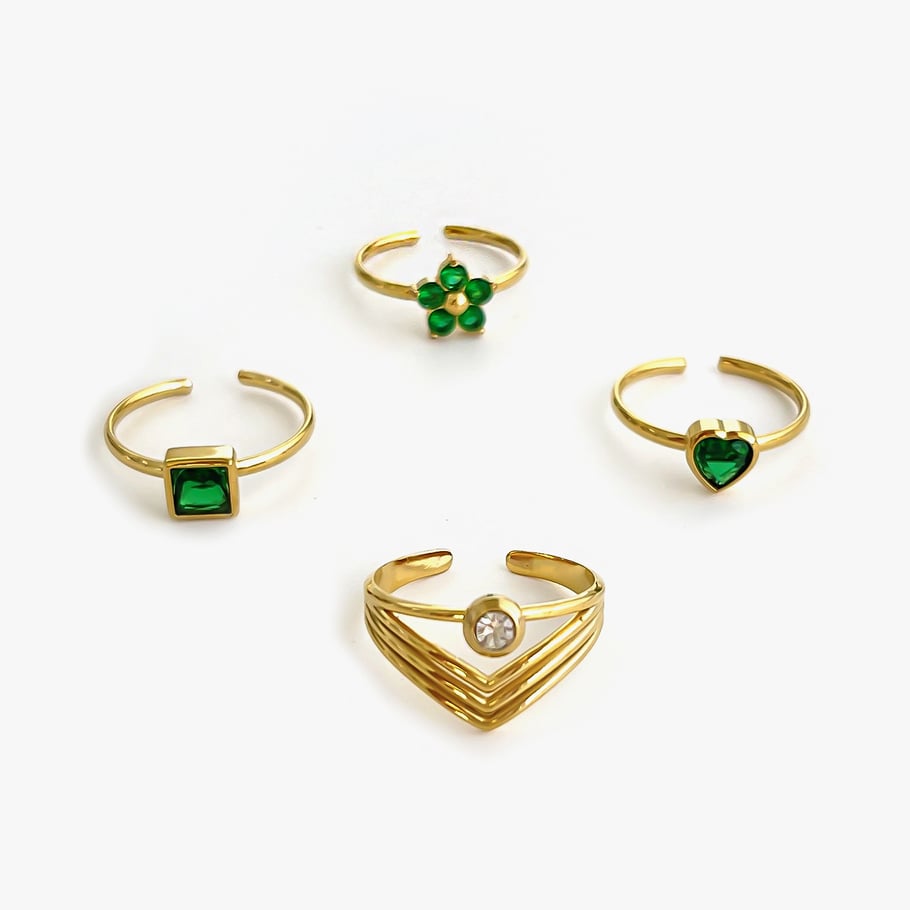 1 anello in acciaio inossidabile color oro con cuore semplice Immagine5