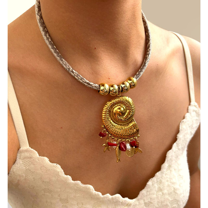 1 Piece Whelk Stainless Steel Gold Color Pendant Necklace h5Picture4