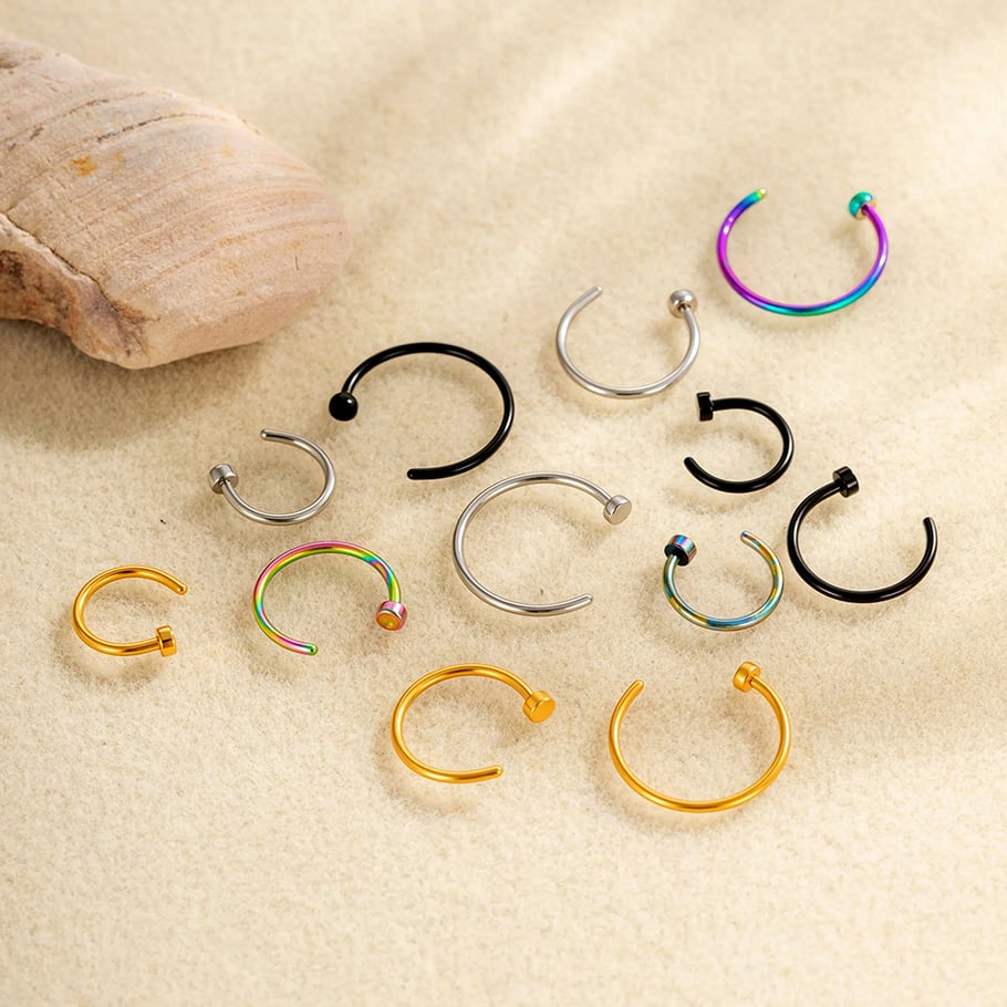 1 par de piercings para la nariz de acero inoxidable dorados con diseño geométrico simple para mujer Imagen4