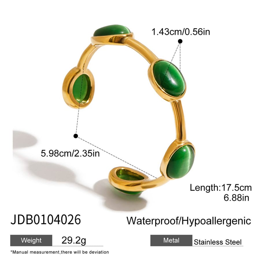 Bracelet ovale en acier inoxydable doré pour femme, 1 pièce Image2