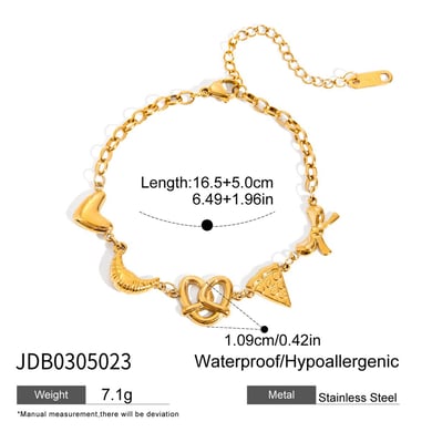 1 Stück Charm-Armbänder aus Edelstahl in Lebensmittelform in Goldfarbe für Damen h5 Bild2